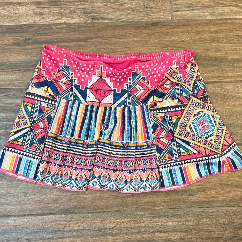 Lucky in Love Pink and Multicolor Mini Tennis Skirt
